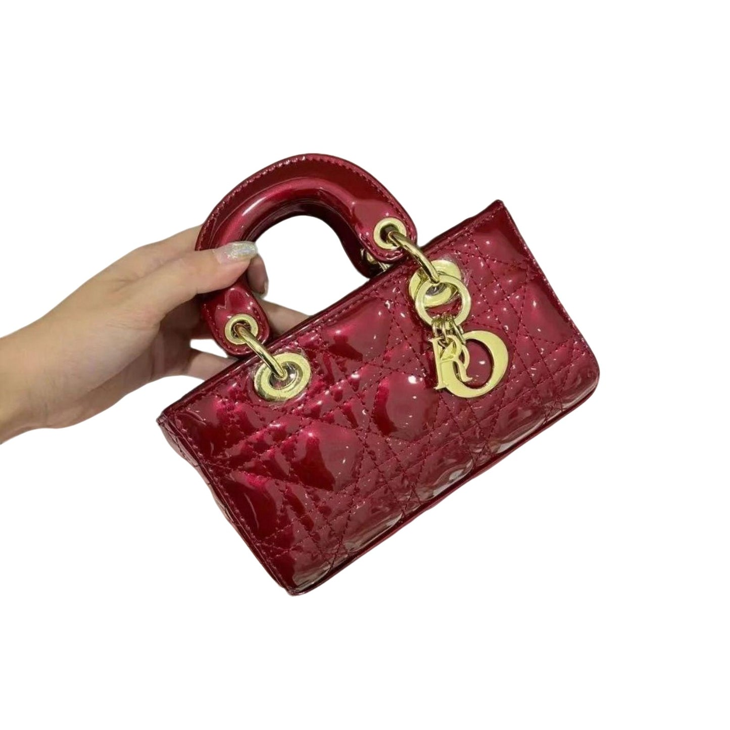 Christine Dior Mini Patent Cannage Lady Dior satchel