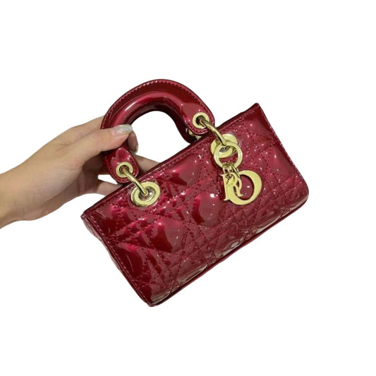 Christine Dior Mini Patent Cannage Lady Dior satchel