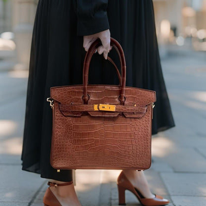 Harmes Saddle Brown Matte Crocodile Leather Birkin 30