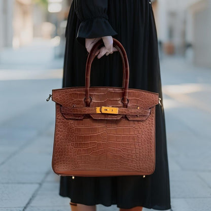 Harmes Saddle Brown Matte Crocodile Leather Birkin 30