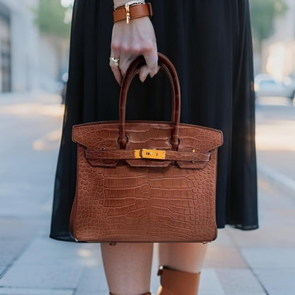 Harmes Saddle Brown Matte Crocodile Leather Birkin 30
